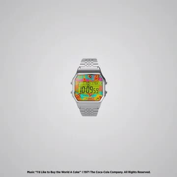 【TIMEX】腕時計/デジタル/カラフル/総柄/コカ・コーラ/コラボ/ロゴ/新品 多様性を謳ったコカ・コーラの伝説的テレビCM「ヒルトップ」放映