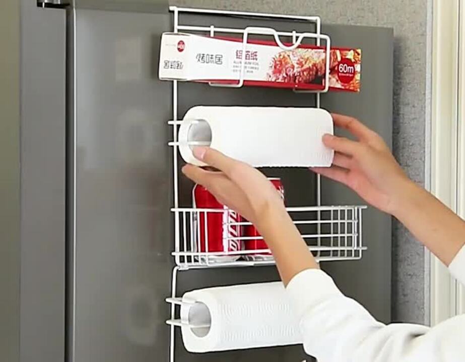 穴抜きキッチンの調理器具置物棚 ガードレール付き多機能収納