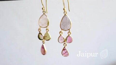 エメラルド リーフフリンジピアス 【現品】Jaipu ジャイプール