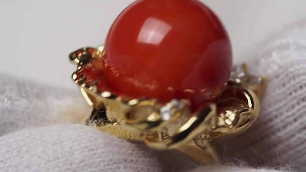 楽天市場】[訳あり・クーポン不可] K18 赤珊瑚 リング 14mm 超特大丸珠