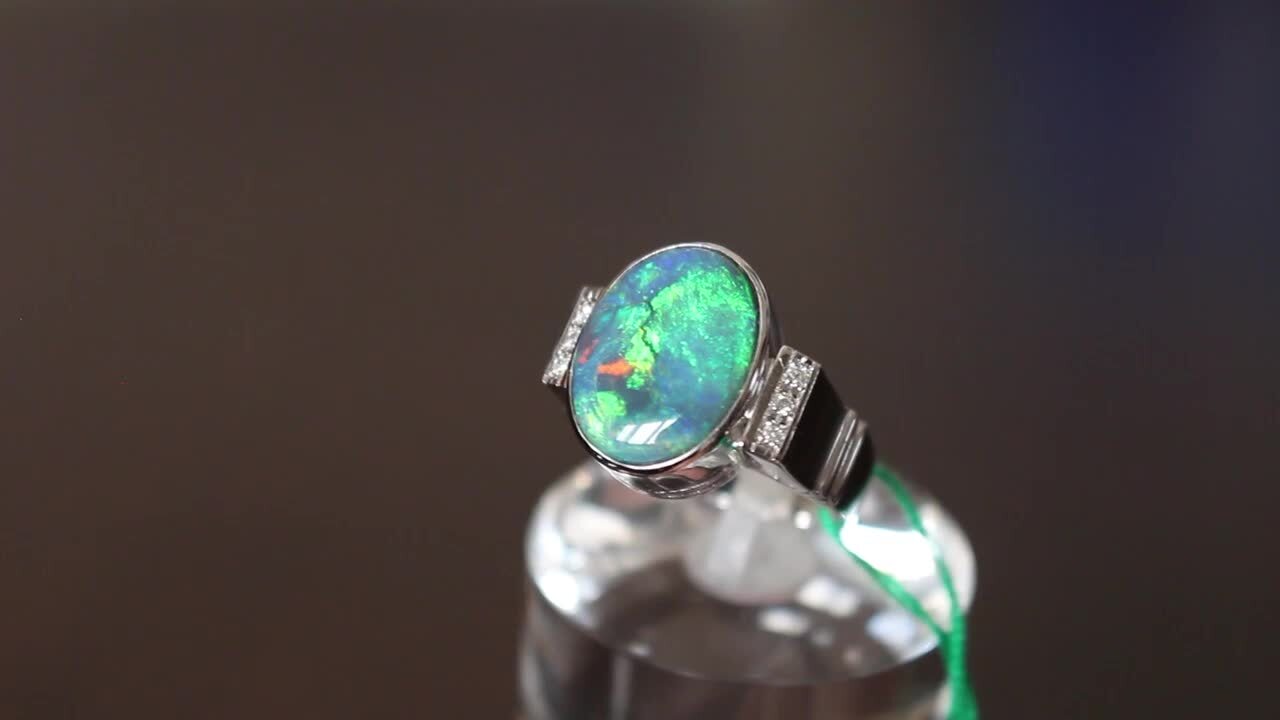 コメ粒のように小さなブラックオパールリング ブラックオパールリング 2.25ct K18の買取実績｜色石BANK