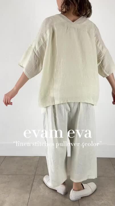今季 新作evam eva linen stitches pullover
