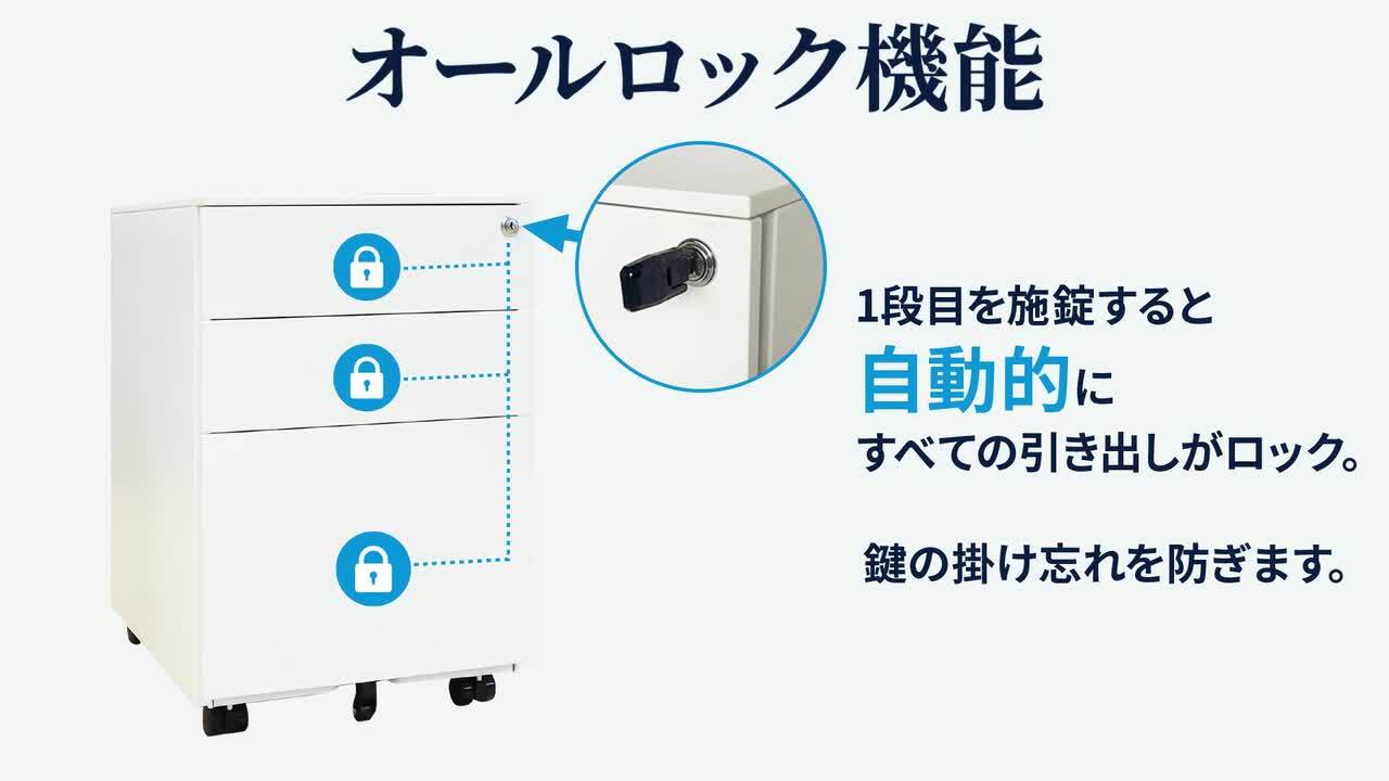 楽天市場】デスクワゴン 3段 サイドワゴン 完成品 鍵付 スチール