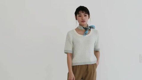 Drawer ロングスリーブニット RESORT2 7Gあぜ編み ROPE' PICNIC ニット セーター セットアップ対応/透かし編み