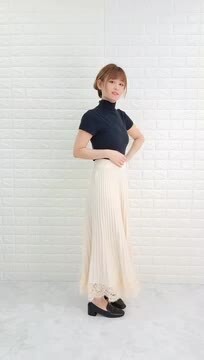 楽天市場】リブ ニット ロングスカート 裾レース マキシスカート
