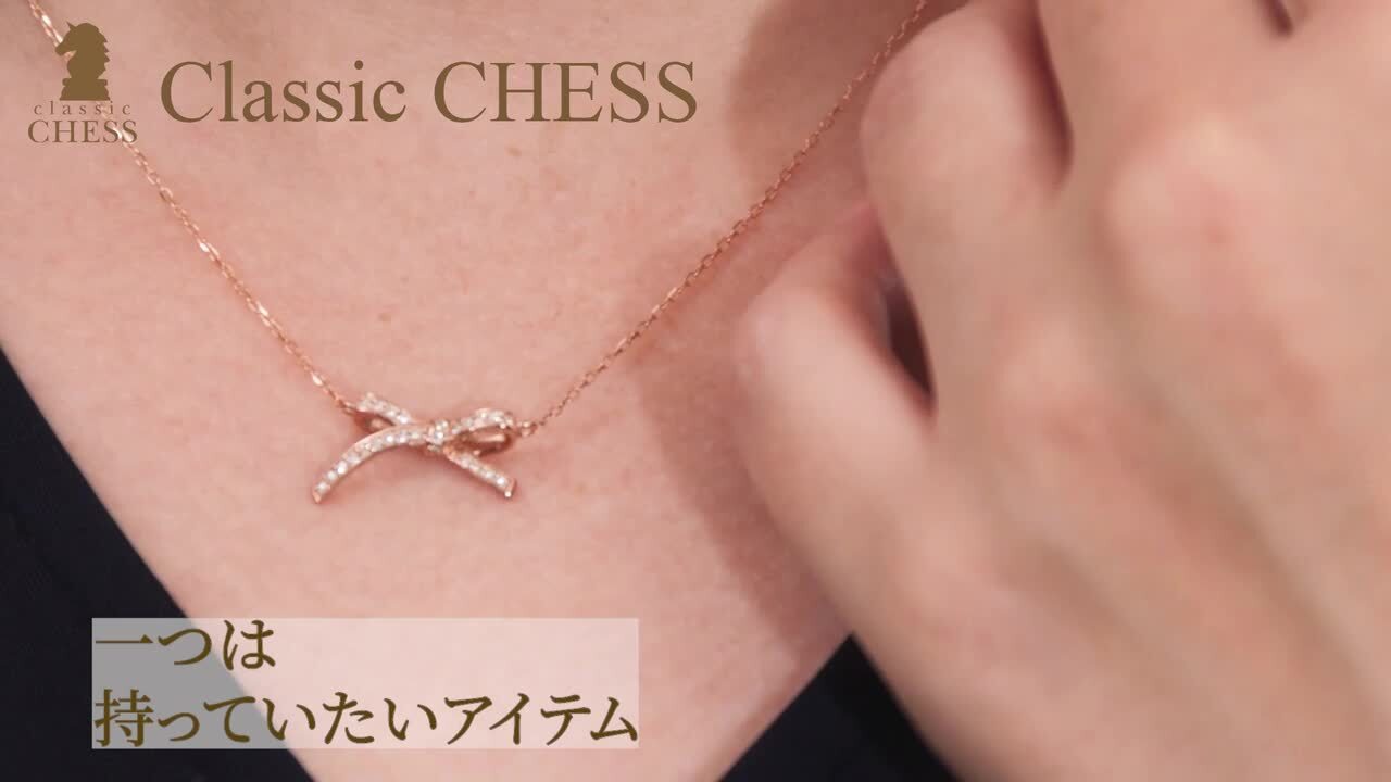 楽天市場】Pt900/K18YG/PG【0.13ct】リボン ネックレス