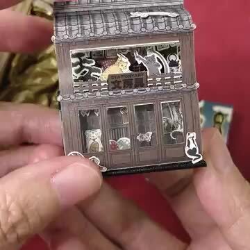 煙と蜜　豆本作成キット 楽天市場】豆本ドールハウス 手作りキット 猫屋敷 71ピース W36