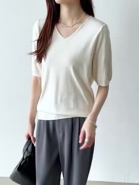 もこ様 半袖ニット 白 ダイヤ柄半袖ニット | PROPORTION BODY DRESSING