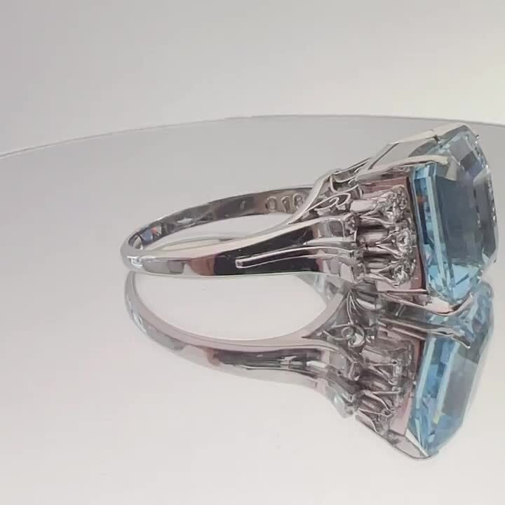 楽天市場】【中古】Pt900 天然 アクアマリン ダイヤ リング AQ5.28ct 