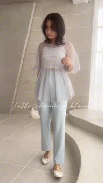 シャーリングチュールプルオーバーブラウス【洗える】 楽天市場】チュール シャーリング ブラウス レディース シアー