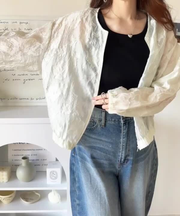PICTURES ボタニカル柄ワイドブルゾン 黒　FREEクロップド丈ゆったり 楽天市場】【全品対象☆まとめ買い3点以上で使える 7%OFF