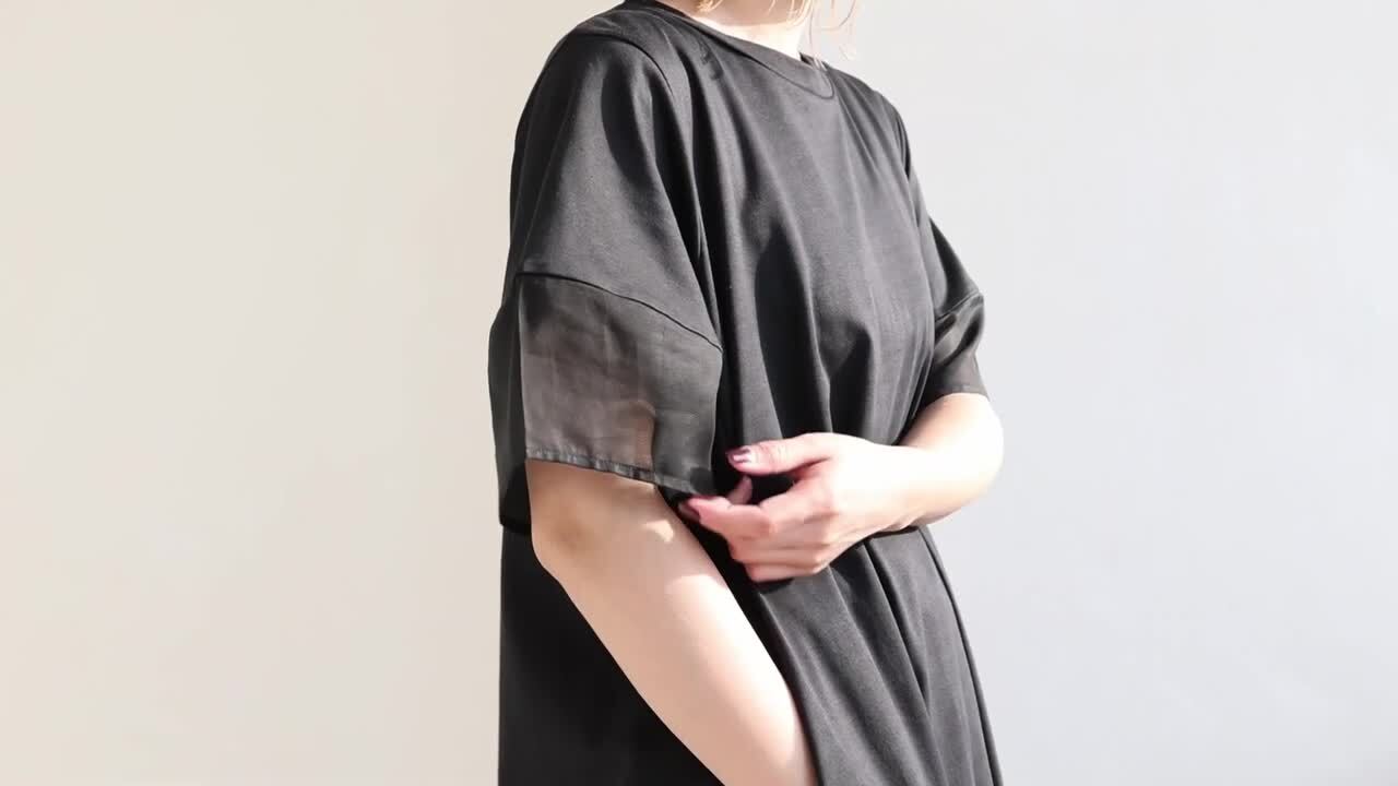 ◆MICHAA(ミーシャ)スリムなシルエット Aライン ワンピース 配色デザインAラインシルエットワンピース/洗える(ワンピース