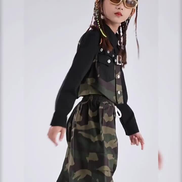 ✴︎リメイクジャケット☆スポーツミックス＊ダンスウェア＊ジャケット＊トップス＊迷彩 楽天市場】迷彩 ヒップホップ ダンス衣装 キッズ 女の子