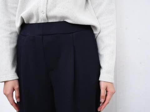 ★新品★М.＆KYOKO 日本製 ニットポケットデザインワイドパンツ BOUTIQUE JUNKO プリントデザインワイドパンツ ブティック