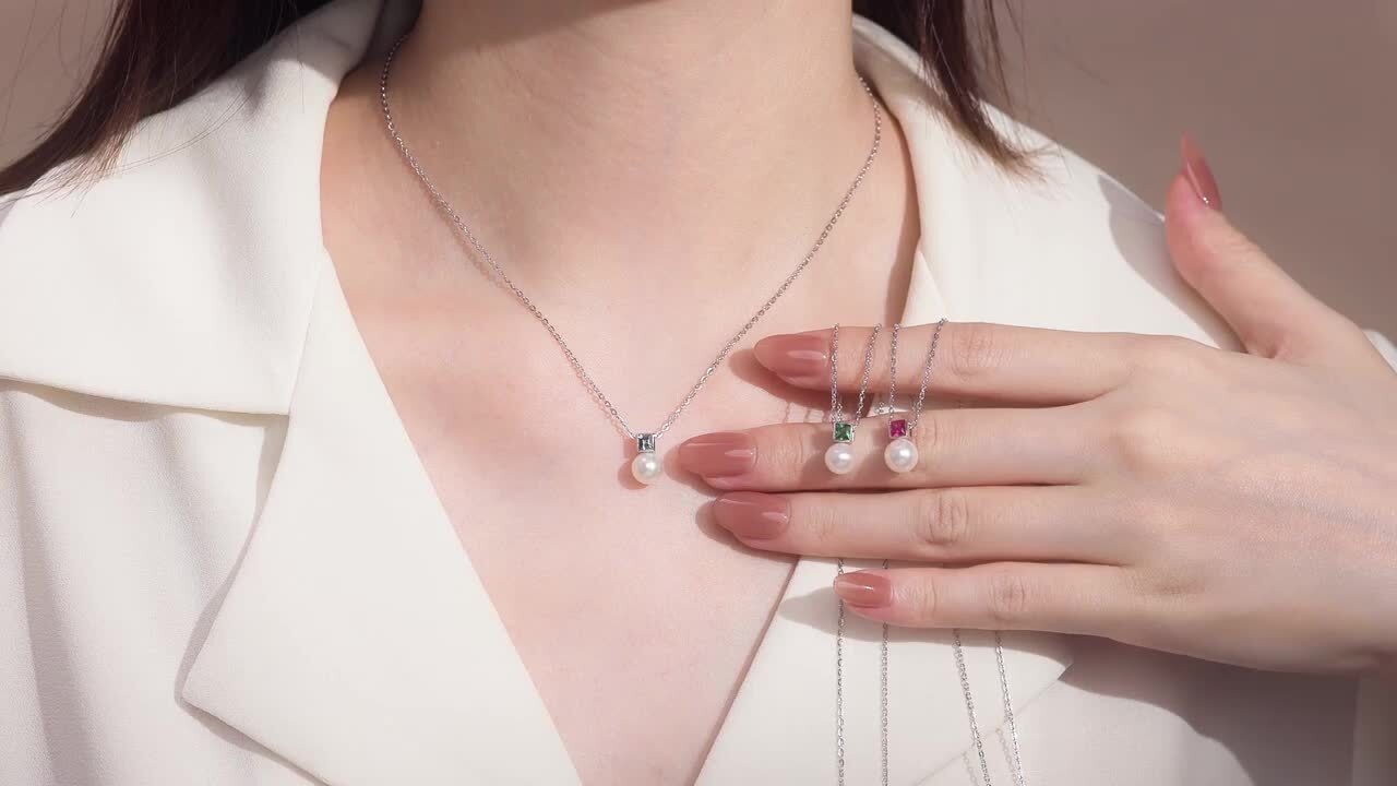 本真珠　淡水エジソンパール　3粒パールネックレストップPT578 本真珠 小粒エジソンパール 3色パール チョーカーネックレス