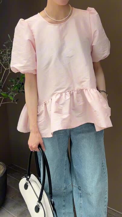Eleonore ホワイト ペプラムトップス 半袖ブラウス KOEISTORE トップス レディース 春 夏 春夏 白 黒 ブラウス 半袖