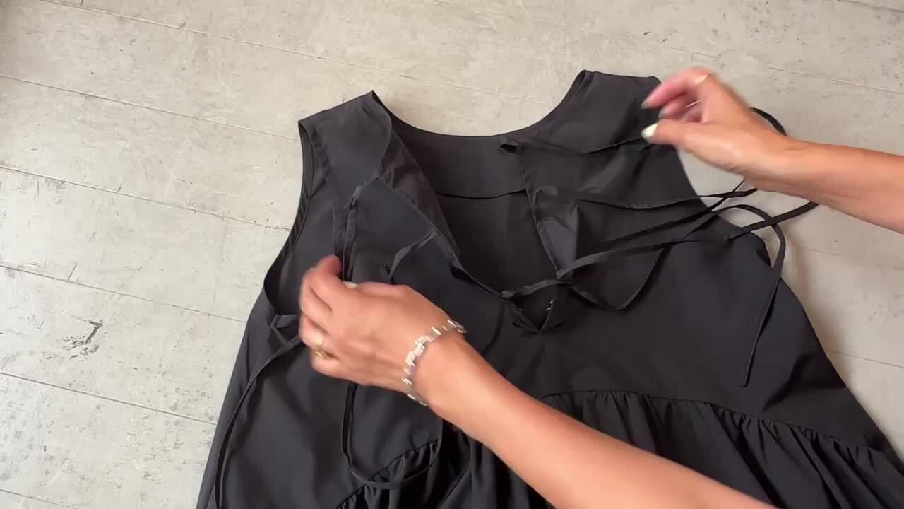 カネコイサオ フリル リボン ピンタックノースリーブ ロングワンピース ブラック レースレディース Lace Ladies フリル ウエストリボン