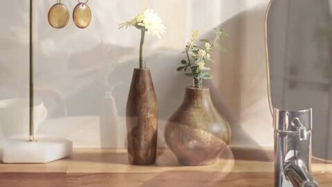 芝実作 木製 天然木 無垢材 花器 花瓶 フラワーベース 壺 和風 置物