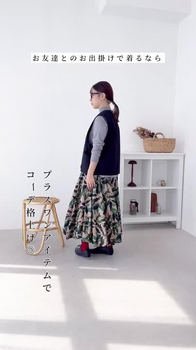 楽天市場】花柄スカート リネン【味わいあるリーフ柄ボタニカル