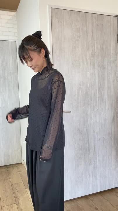 【24SS 美品】ミズイロインド クレープワイドプルオーバー ゆったり 涼しい セール】 mizuiro ind メッシュミックスワイドプルオーバー