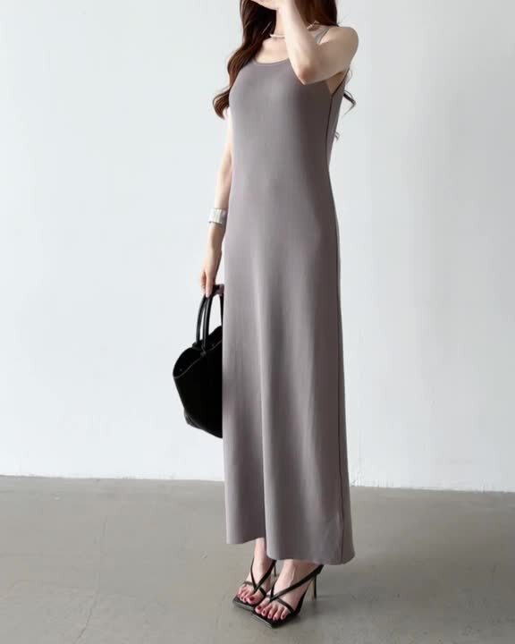 新品Americana ノースリーブロングワンピース アメリカンスリーブ ワンピース レディース ワンピ ノースリーブ