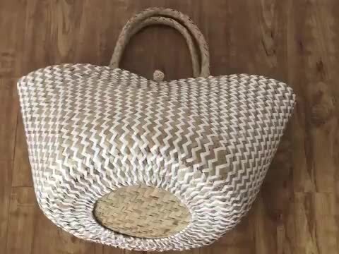 楽天市場】バスケット トートバッグ シーグラス製 シェブロン柄