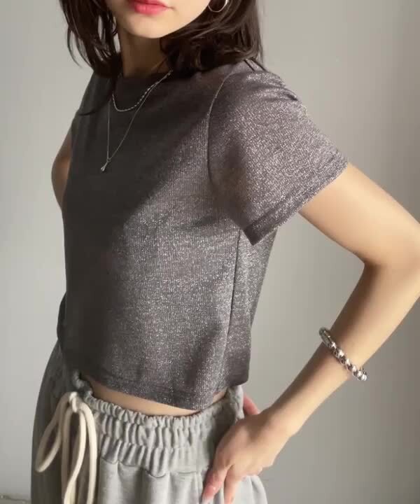 【23区Lサイズ】今季物！着心地最高♪涼しい！シルバーラメ半袖Tシャツ 23区】この夏、Tシャツコーデがもっと楽しくなる