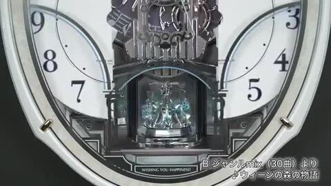 掛け時計 電波時計 からくり時計 48曲メロディ付き ブラウン 348274.jpg