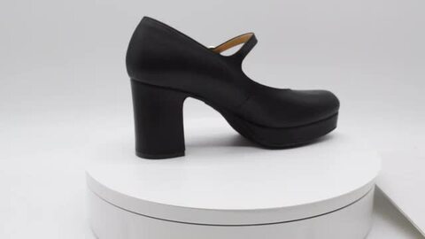 あしながおじさん厚底レザー ストラップ付き クラシックパンプス ヒール約8cm あしながおじさん 厚底パンプス チャンキーヒール ストラップ 本