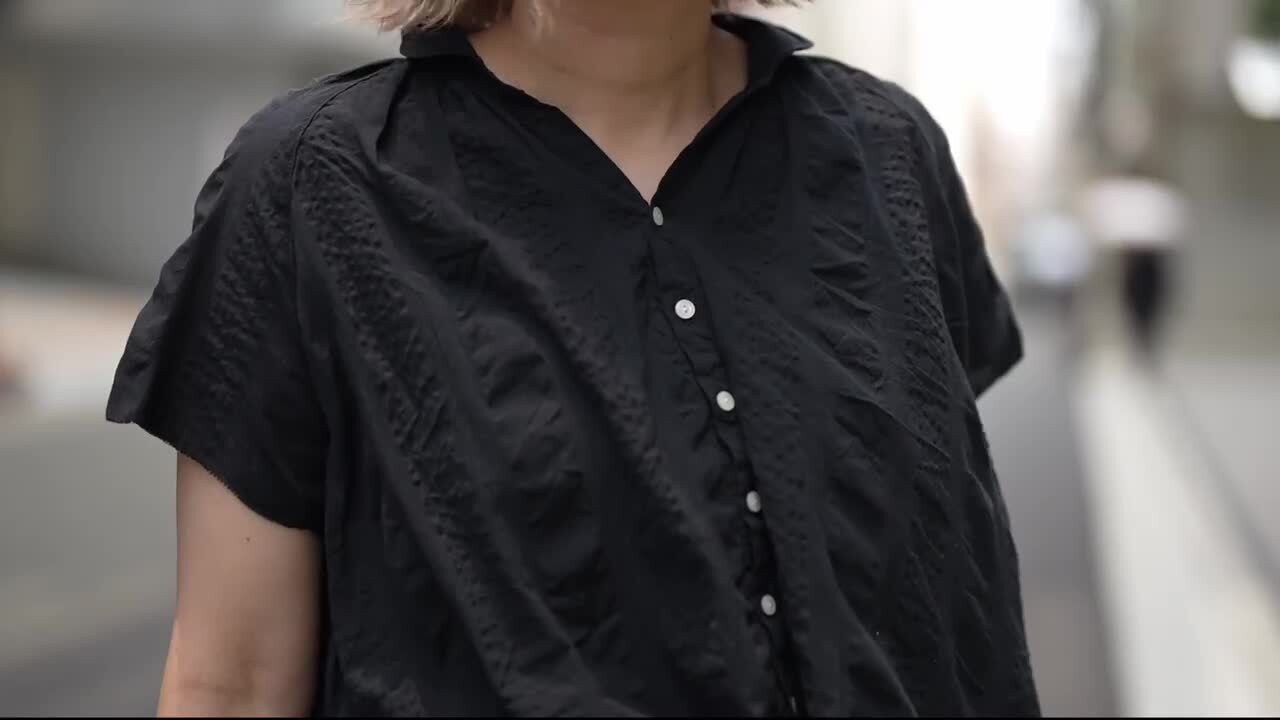 【美品】EEL  Party 日本製 ラウンドカラー シャツ ネイビー THE FLAT HEAD - THE FLAT HEAD ザフラットヘッド Let's Party