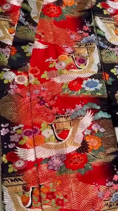 美品　色打掛　正絹　赤紫色 花柄 着物 金糸刺繍　一度着用のみ 楽天市場】【新品】 振袖 袷 着物 正絹 絹 刺繍 水色 扇 四季の