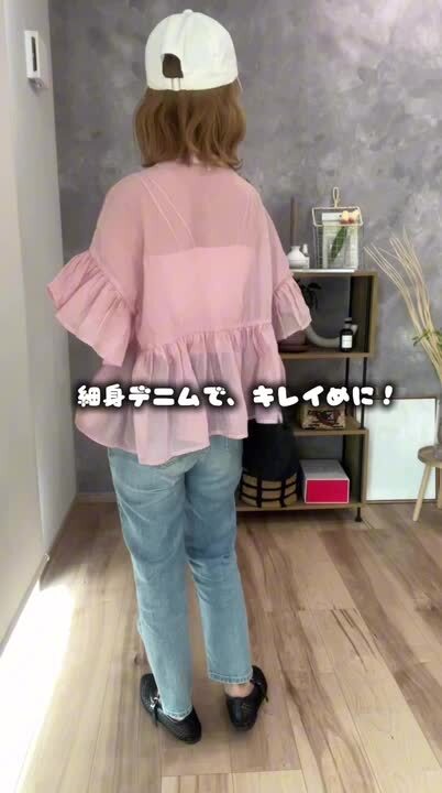 ズッカ　ZUCCA 【M】水玉模様 フリル付きシャツ カジュアル　透け感　シアー ZUCCa（ズッカ）の「ドットプリントT/Tシャツ（Tシャツ