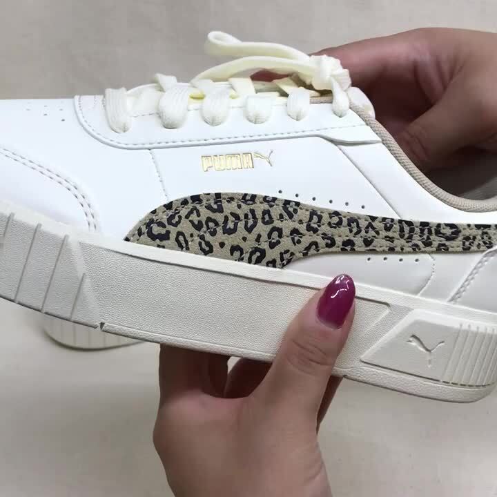 Puma ヒョウ柄 スニーカー ベージュ/ホワイト PUMA ヒョウ柄 プーマ レディース 厚底 スニーカー ヒール高3.0