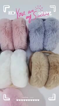 ホワイトファーイヤーマフ ビジュー付き 未使用 Earmuff DIY Kit | イヤーマフDIYキット - ピンクフラワー