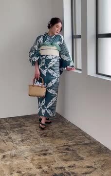 utatane 高級変わり織 浴衣3点セット 鈍青の七宝染め分け utatane｜utatane 高級変わり織 浴衣3点セット 鈍青の七宝