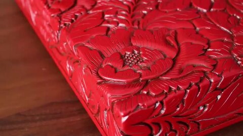 楽天市場】村上木彫堆朱 藤井漆工 硯箱 牡丹唐草 伝統工芸品