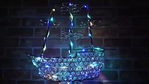光る グラススタンド 船 レインボー 充電式 屋内用 ショット