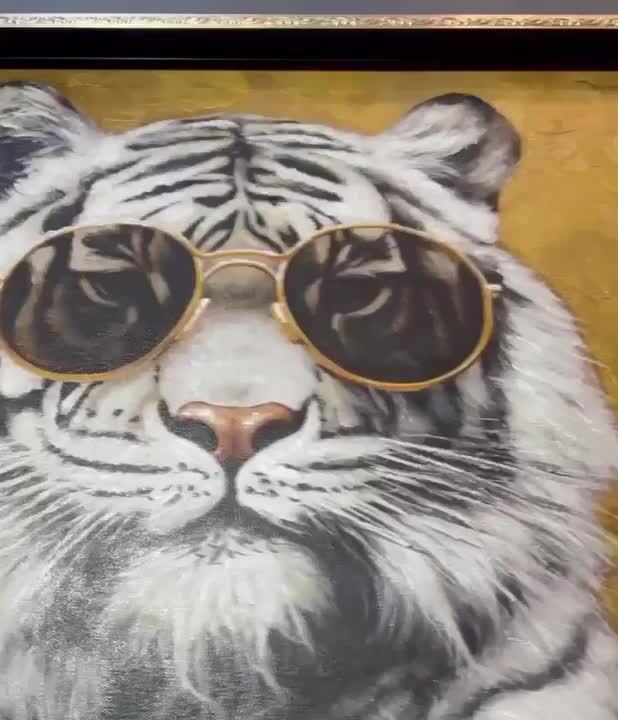 楽天市場】絵画 版画 額縁 おしゃれ オイルペイントアート「タイガー 