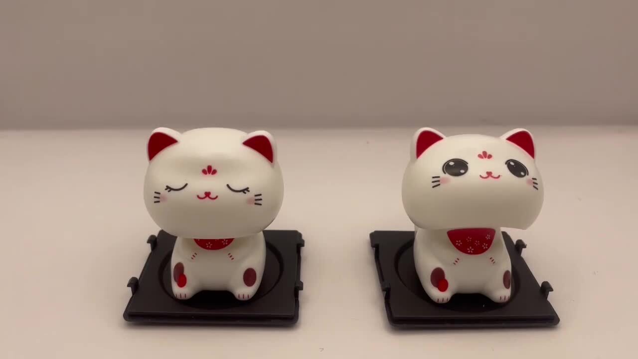 楽天市場】ソーラー式電池 首ふり 白猫 うなずき猫 小サイズ 目