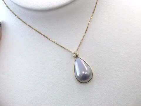 奄美大島産18KYGマベパールペンダント 奄美大島産18Kマベパール ブルー系 12mm ペンダントトップ
