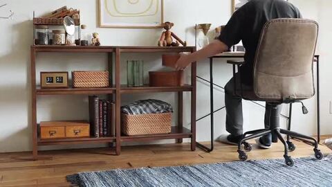 カリモク家具　ブラウン木製キャビネット、オープンシェルフ付き カリモク家具 ブラウン木製キャビネット、オープンシェルフ付き