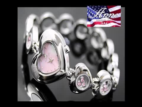 ANNE CLARK レディース腕時計 天然ピンクシェル文字盤 天然ダイヤ ダイヤモンド お肌に優しいオールステインレス素材 ムービングスト