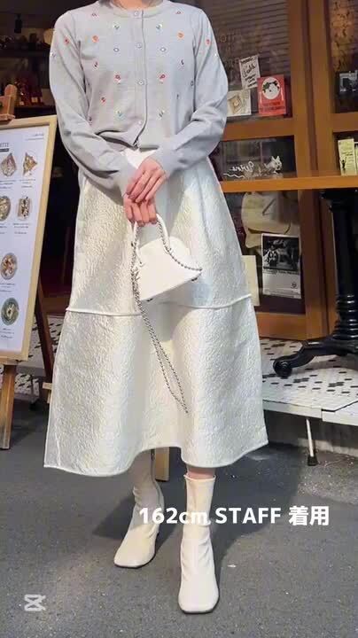 bow.a ジャガードトップス ホワイト シアースカート 2点 bow.a