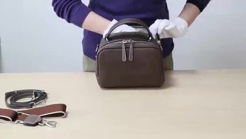 本革　牛革　グレー茶色のレザーと黄色レザーのボディーバッグ 本革バッグ | Style On Premium