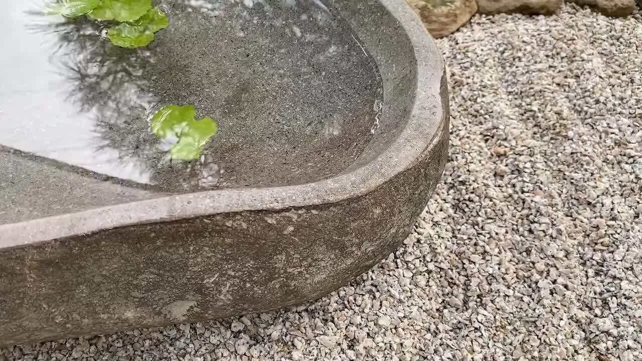 楽天市場】自然石の水鉢 大型サイズ（53×46×15.5cm 31.5kg