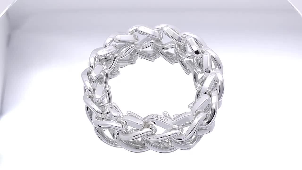 Tiffany & Co.シルバー925二重リングブレスレット ティファニー TIFFANY＆CO. クラスピングリンク ジャンピング