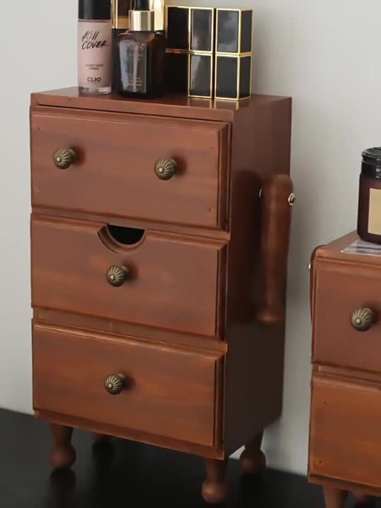 木製キャビネット 3段引き出し付き 62 楽天市場】キャビネット フラップ扉 引き出し ガラス扉 無垢材 収納