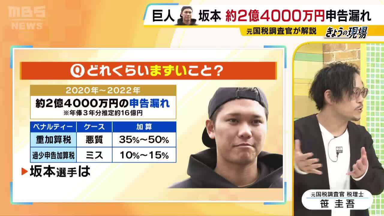 巨人・坂本選手】約2億4000万円『申告漏れ』を元国税調査官が解説