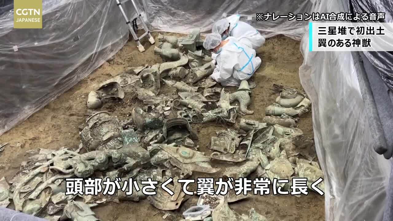 中国の三星堆遺跡、翼のある神獣が初出土 写真1枚 国際ニュース
