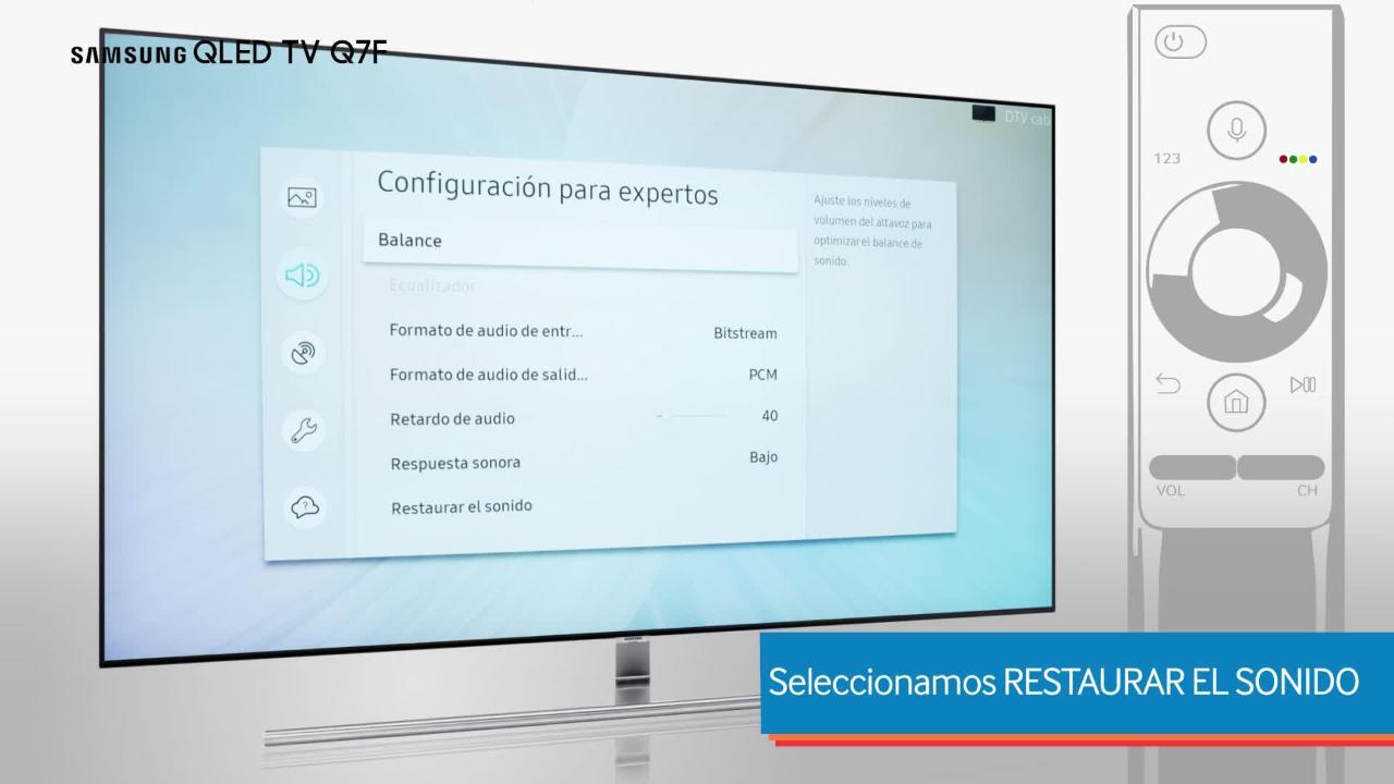 con las manos en la masa lucha puntada Q7F - ¿Cómo restablecer la configuración de sonido de mi televisor? |  Samsung Perú